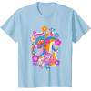 imageFurby Groovy Vintage 70s Rainbow Floral Waves Poster TShirtBaby Blue