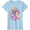 imageFurby Groovy Vintage 70s Rainbow Floral Waves Poster TShirtBaby Blue