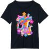 imageFurby Groovy Vintage 70s Rainbow Floral Waves Poster TShirtBlack