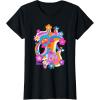 imageFurby Groovy Vintage 70s Rainbow Floral Waves Poster TShirtBlack