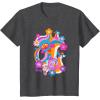 imageFurby Groovy Vintage 70s Rainbow Floral Waves Poster TShirtDark Heather Grey
