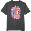 imageFurby Groovy Vintage 70s Rainbow Floral Waves Poster TShirtDark Heather Grey