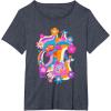 imageFurby Groovy Vintage 70s Rainbow Floral Waves Poster TShirtHeather Blue