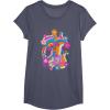 imageFurby Groovy Vintage 70s Rainbow Floral Waves Poster TShirtHeather Blue