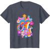 imageFurby Groovy Vintage 70s Rainbow Floral Waves Poster TShirtHeather Blue