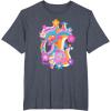 imageFurby Groovy Vintage 70s Rainbow Floral Waves Poster TShirtHeather Blue