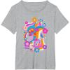 imageFurby Groovy Vintage 70s Rainbow Floral Waves Poster TShirtHeather Grey