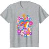 imageFurby Groovy Vintage 70s Rainbow Floral Waves Poster TShirtHeather Grey