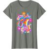 imageFurby Groovy Vintage 70s Rainbow Floral Waves Poster TShirtOlive Heather