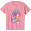 imageFurby Groovy Vintage 70s Rainbow Floral Waves Poster TShirtPink