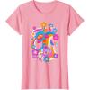 imageFurby Groovy Vintage 70s Rainbow Floral Waves Poster TShirtPink
