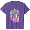 imageFurby Groovy Vintage 70s Rainbow Floral Waves Poster TShirtPurple Heather