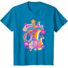 imageFurby Groovy Vintage 70s Rainbow Floral Waves Poster TShirtSapphire Blue