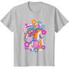 imageFurby Groovy Vintage 70s Rainbow Floral Waves Poster TShirtSilver Grey
