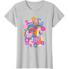 imageFurby Groovy Vintage 70s Rainbow Floral Waves Poster TShirtSilver Grey