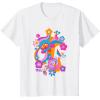 imageFurby Groovy Vintage 70s Rainbow Floral Waves Poster TShirtWhite