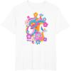 imageFurby Groovy Vintage 70s Rainbow Floral Waves Poster TShirtWhite