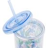 imageSilver Buffalo Furby Pastel Iridescent Plastic Tall Cold Cup with Lid and Straw 20 OuncesLilo and Stitch Floral and Leaves