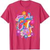 imageFurby Groovy Vintage 70s Rainbow Floral Waves Poster TShirtRed Heather