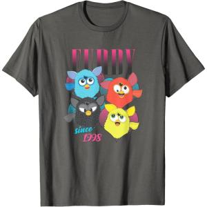 imageFurby Vintage Neon Gradient Since 1998 Heart Portraits TShirtAsphalt Grey