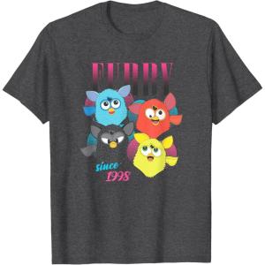 imageFurby Vintage Neon Gradient Since 1998 Heart Portraits TShirtDark Heather Grey