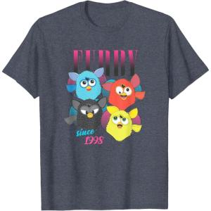 imageFurby Vintage Neon Gradient Since 1998 Heart Portraits TShirtHeather Blue