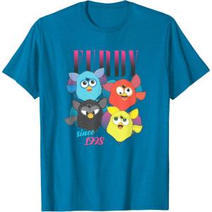imageFurby Vintage Neon Gradient Since 1998 Heart Portraits TShirtSapphire Blue