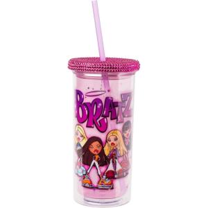imageSilver Buffalo Furby Pastel Iridescent Plastic Tall Cold Cup with Lid and Straw 20 OuncesBratz with Rhinestones Lid