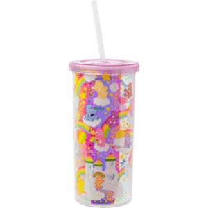 imageSilver Buffalo Furby Pastel Iridescent Plastic Tall Cold Cup with Lid and Straw 20 OuncesCare Bears Iridescent