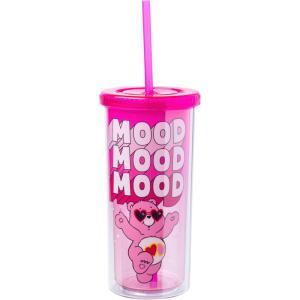 imageSilver Buffalo Furby Pastel Iridescent Plastic Tall Cold Cup with Lid and Straw 20 OuncesCare Bears LoveALotBear Mood