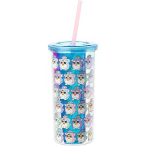 imageSilver Buffalo Furby Pastel Iridescent Plastic Tall Cold Cup with Lid and Straw 20 OuncesFurby Iridescent