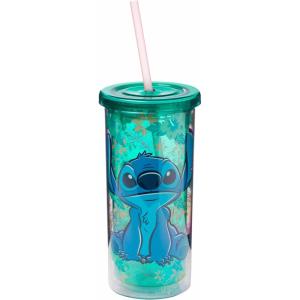 imageSilver Buffalo Furby Pastel Iridescent Plastic Tall Cold Cup with Lid and Straw 20 OuncesLilo and Stitch Sitting Tropical