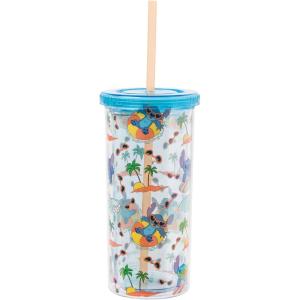 imageSilver Buffalo Furby Pastel Iridescent Plastic Tall Cold Cup with Lid and Straw 20 OuncesLilo and Stitch in Floatie