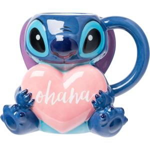 imageSilver Buffalo Furby Pink Ceramic 3D Sculpted Mug 20 OuncesLilo and Stitch Holding Heart Ohana