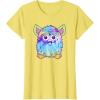 imageFurby Classic Toy Tie Dye Pattern Vintage Smiling Portrait TShirtLemon Yellow