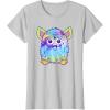 imageFurby Classic Toy Tie Dye Pattern Vintage Smiling Portrait TShirtSilver Grey