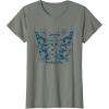 imageFurby Cute Social Butterfly Floral Big Chest Logo TShirtOlive Heather