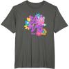 imageFurby Groovy Vintage Love 70s Rainbow Floral Purple Logo TShirtAsphalt Grey