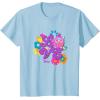 imageFurby Groovy Vintage Love 70s Rainbow Floral Purple Logo TShirtBaby Blue