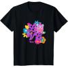 imageFurby Groovy Vintage Love 70s Rainbow Floral Purple Logo TShirtBlack