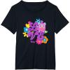 imageFurby Groovy Vintage Love 70s Rainbow Floral Purple Logo TShirtBlack
