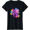 imageFurby Groovy Vintage Love 70s Rainbow Floral Purple Logo TShirtBlack