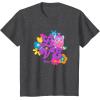 imageFurby Groovy Vintage Love 70s Rainbow Floral Purple Logo TShirtDark Heather Grey