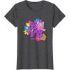 imageFurby Groovy Vintage Love 70s Rainbow Floral Purple Logo TShirtDark Heather Grey