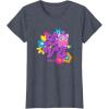 imageFurby Groovy Vintage Love 70s Rainbow Floral Purple Logo TShirtHeather Blue