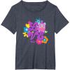 imageFurby Groovy Vintage Love 70s Rainbow Floral Purple Logo TShirtHeather Blue