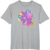 imageFurby Groovy Vintage Love 70s Rainbow Floral Purple Logo TShirtHeather Grey