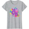 imageFurby Groovy Vintage Love 70s Rainbow Floral Purple Logo TShirtHeather Grey