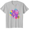 imageFurby Groovy Vintage Love 70s Rainbow Floral Purple Logo TShirtSilver Grey