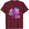 imageFurby Groovy Vintage Love 70s Rainbow Floral Purple Logo TShirtBurgundy